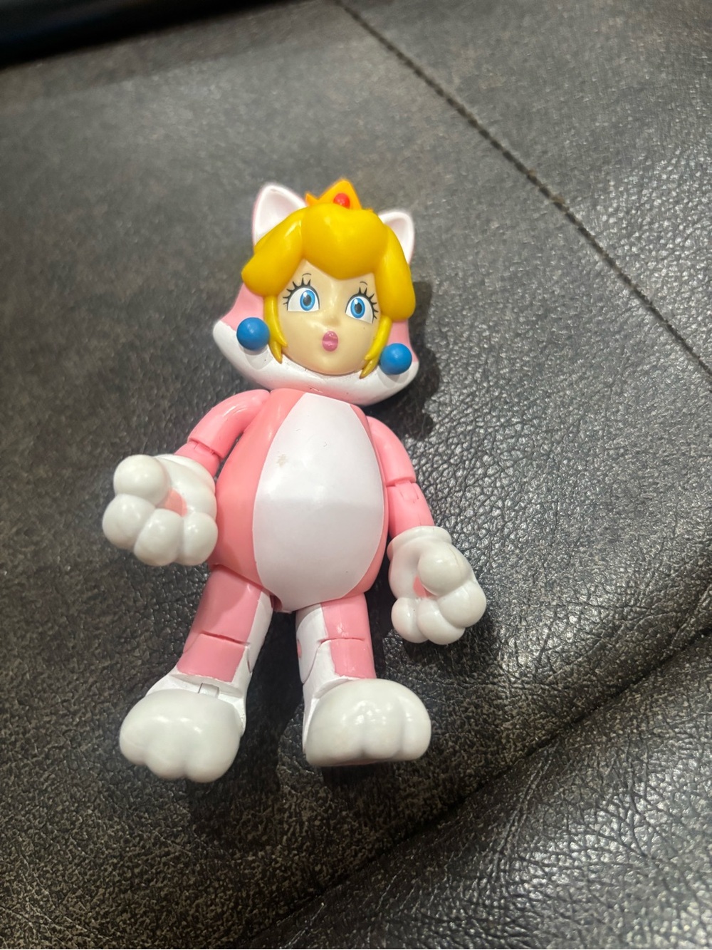 Nintendo Princess Peach Pink Cat Suit Figure with Yellow Hair
